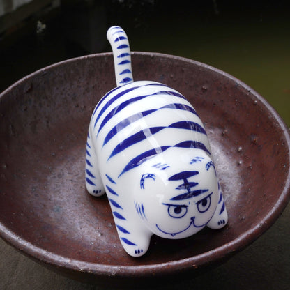 Blue and White Tiger Figurine