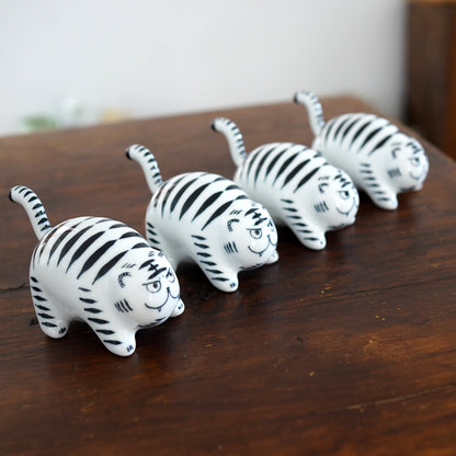 Blue and White Tiger Figurine
