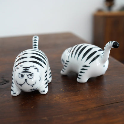Blue and White Tiger Figurine