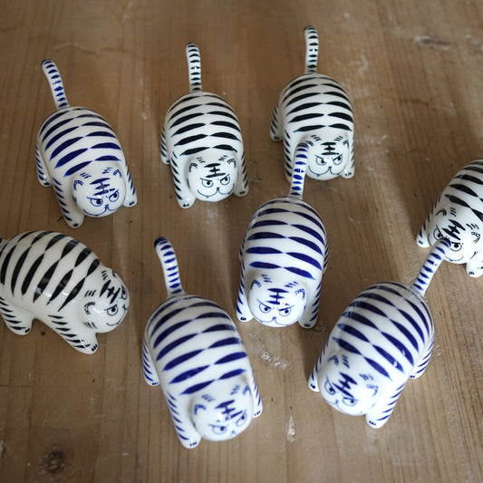 Blue and White Tiger Figurine