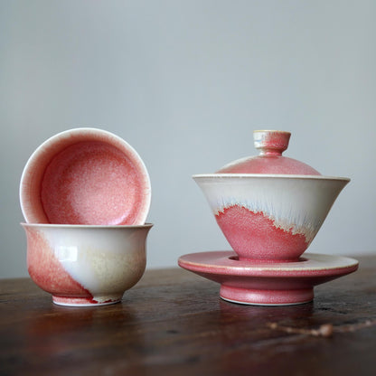 Pink Gaiwan tea cup set