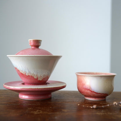 Pink Gaiwan tea cup set