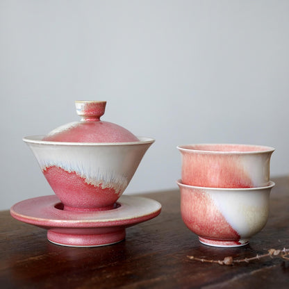 Pink Gaiwan tea cup set