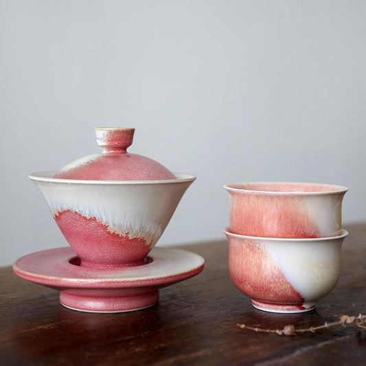 Pink Gaiwan tea cup set