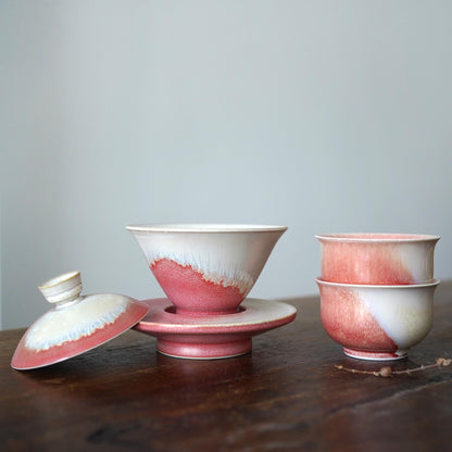 Pink Gaiwan tea cup set